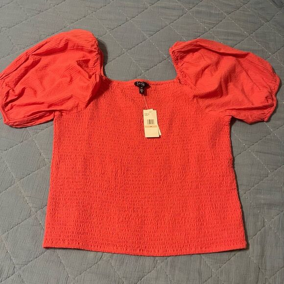 Jessica Simpson Womens Plus Smocked Blouse 2X NEW - Picture 1 of 7